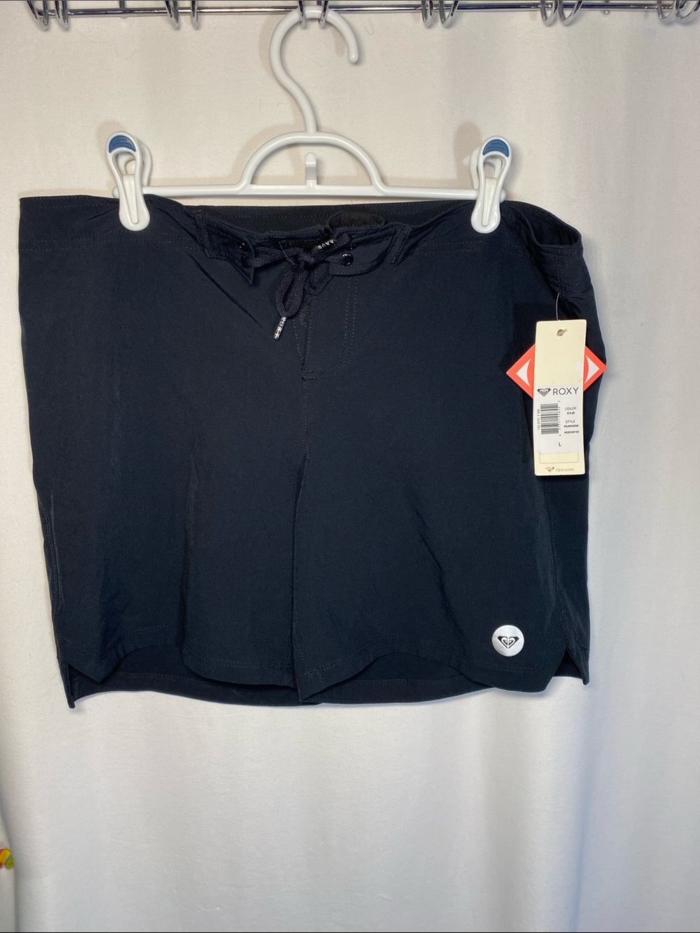 Roxy Black Swim Shorts with Drawstring, NWT size Large